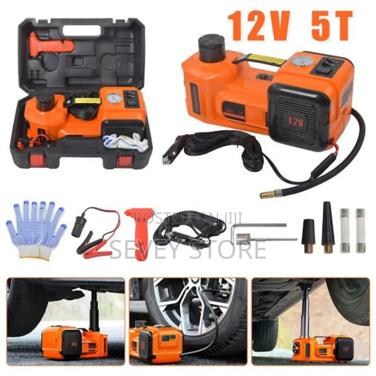 Car Jack With Tyre Inflator Impact Wrench