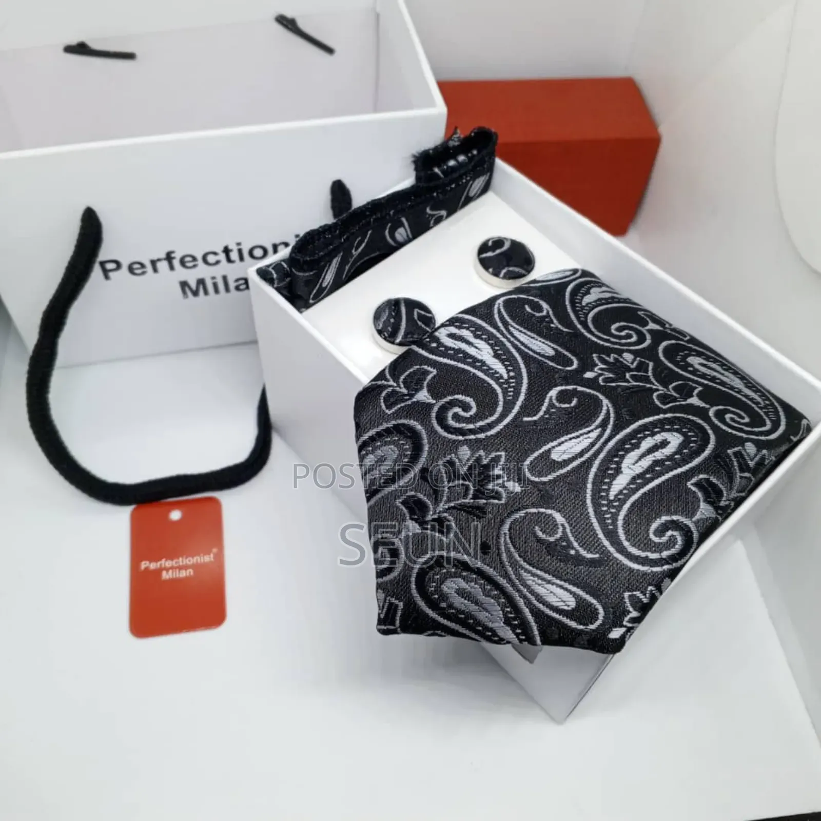 Trendy Men Tie,Cufflinks and Pocket Square