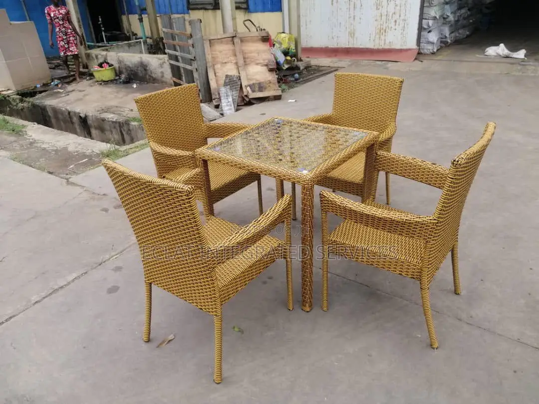 4chairs With One Table Golden Rattan Set