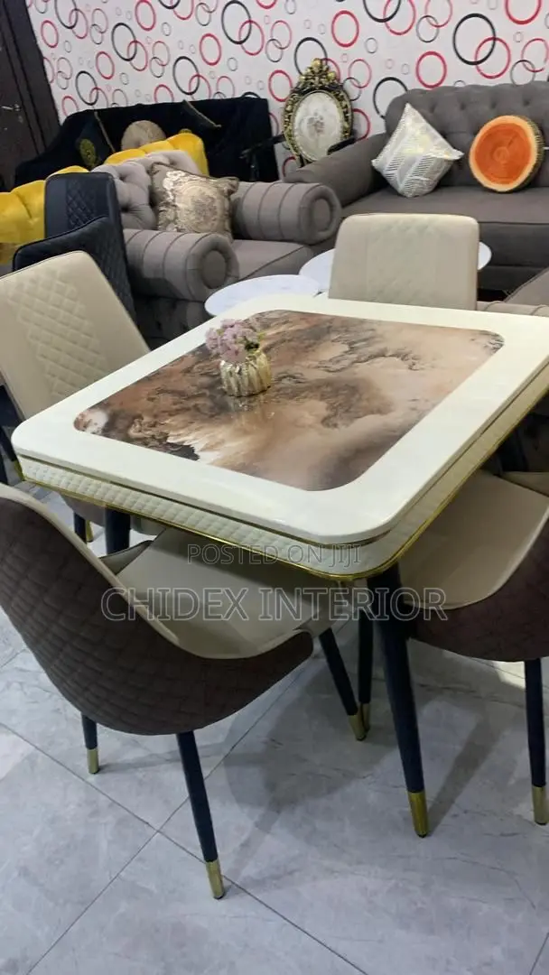 Classic Marble Dining Table 4 Chairs