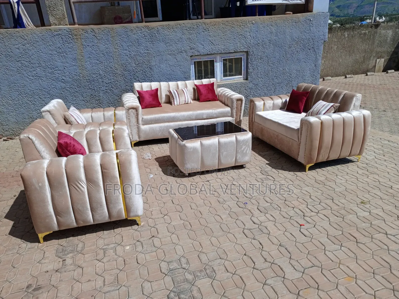 Quality Couch of 7 Seaters Sofa Chairs and Glass Table. Sa17