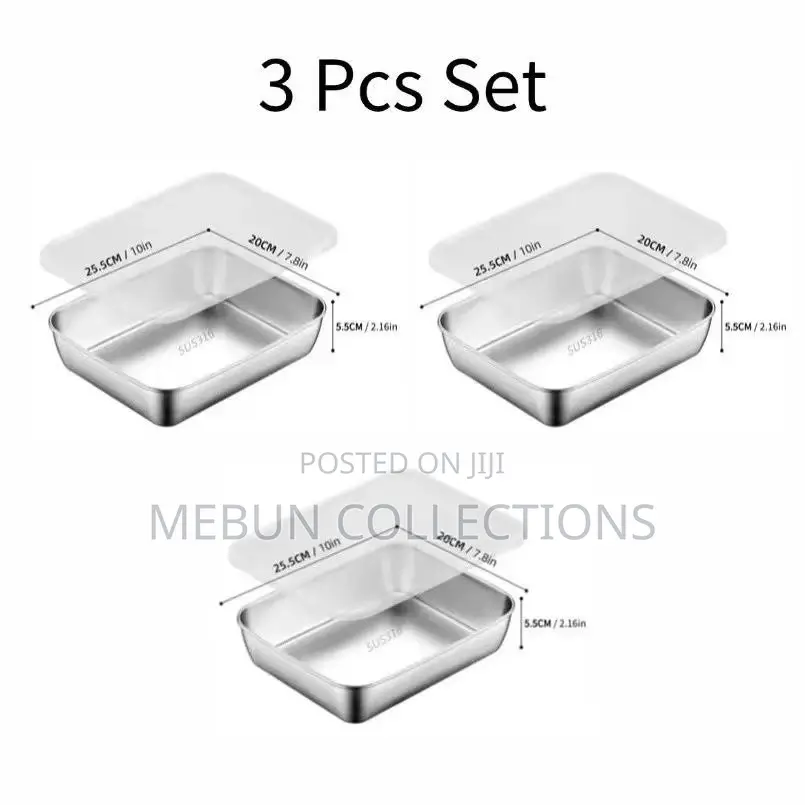 3pcs Stainless Steel Food Container With Lid