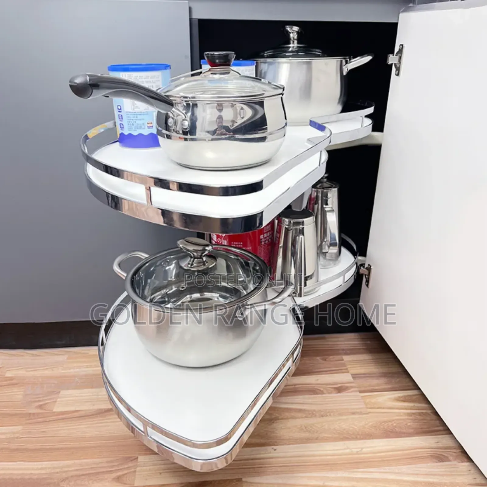 Built-in Cabinet Magic Corner Pot Racks