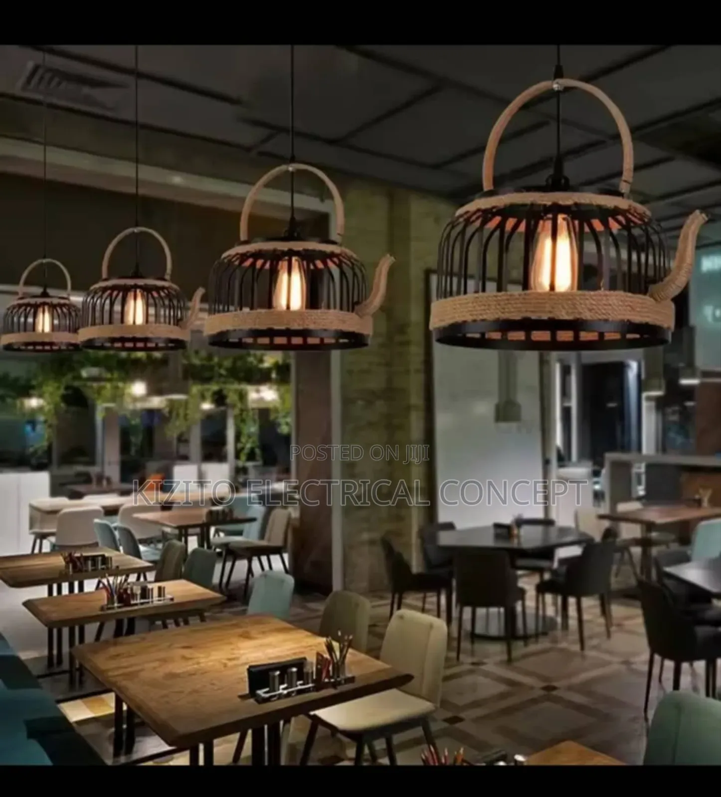 Kettle Hemp Rope Pendants Light Fixture