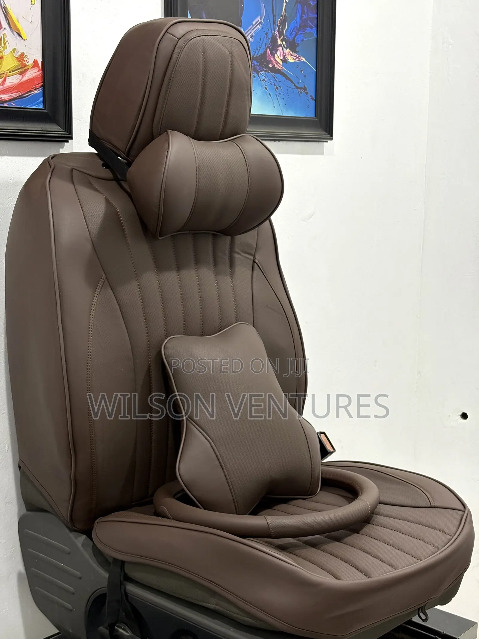 Coffee Brown Leather Car Seat Cover