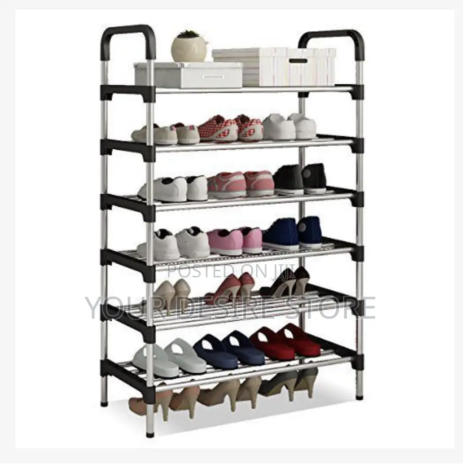 Stainless Shoe Rack + Steel Pipes (6 Layers)