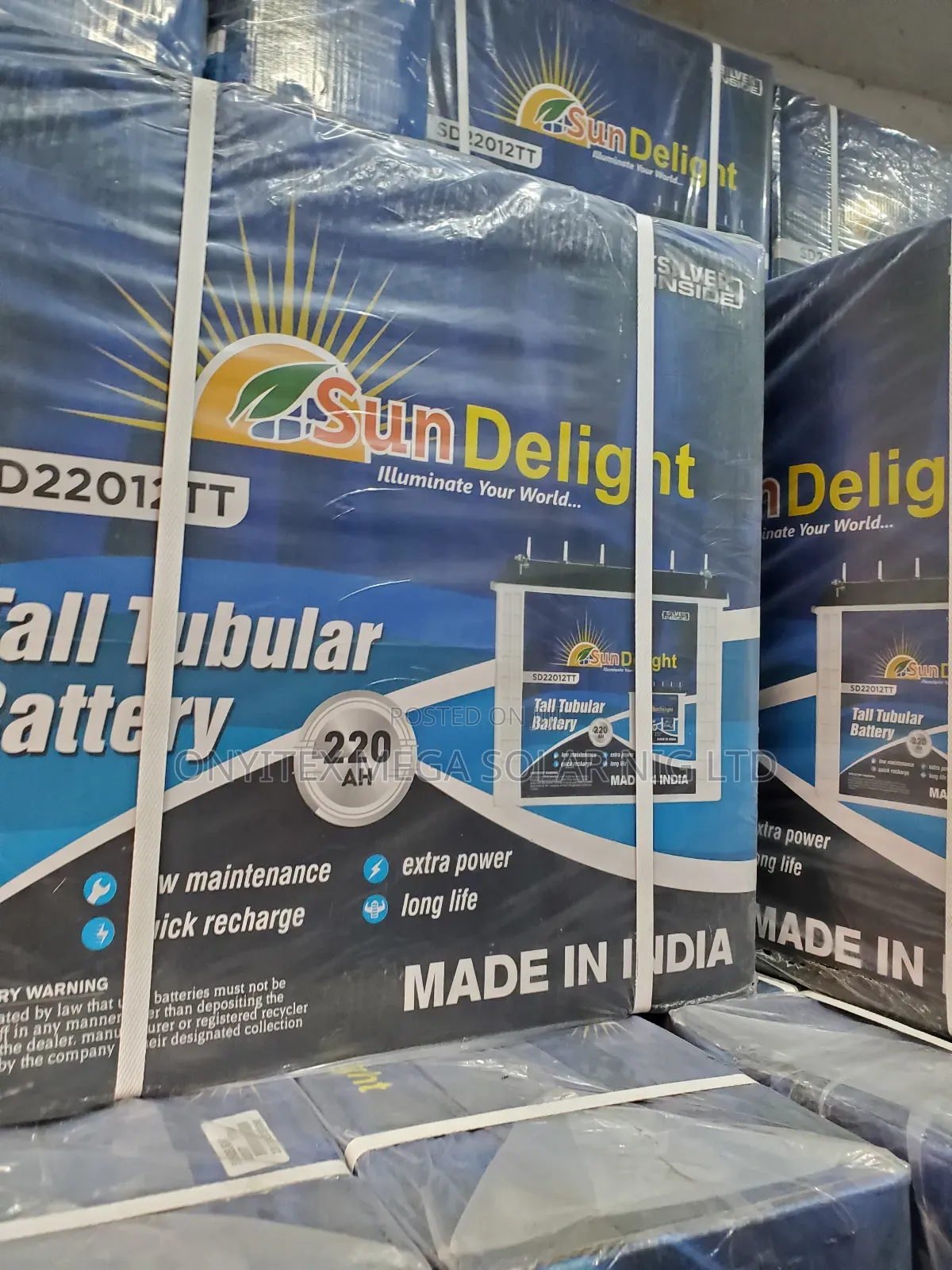 Sun Delignt Tall Tubular Battery 220ah