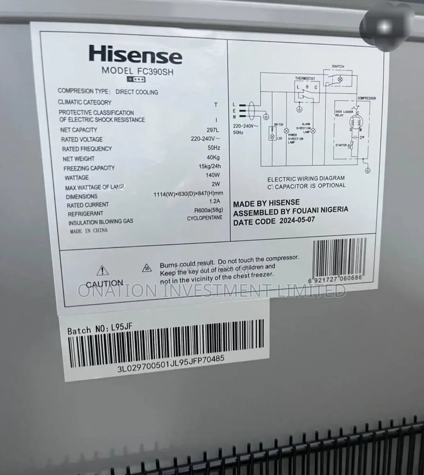 Hisense 297 Litres Chest Freezer Fc390sh