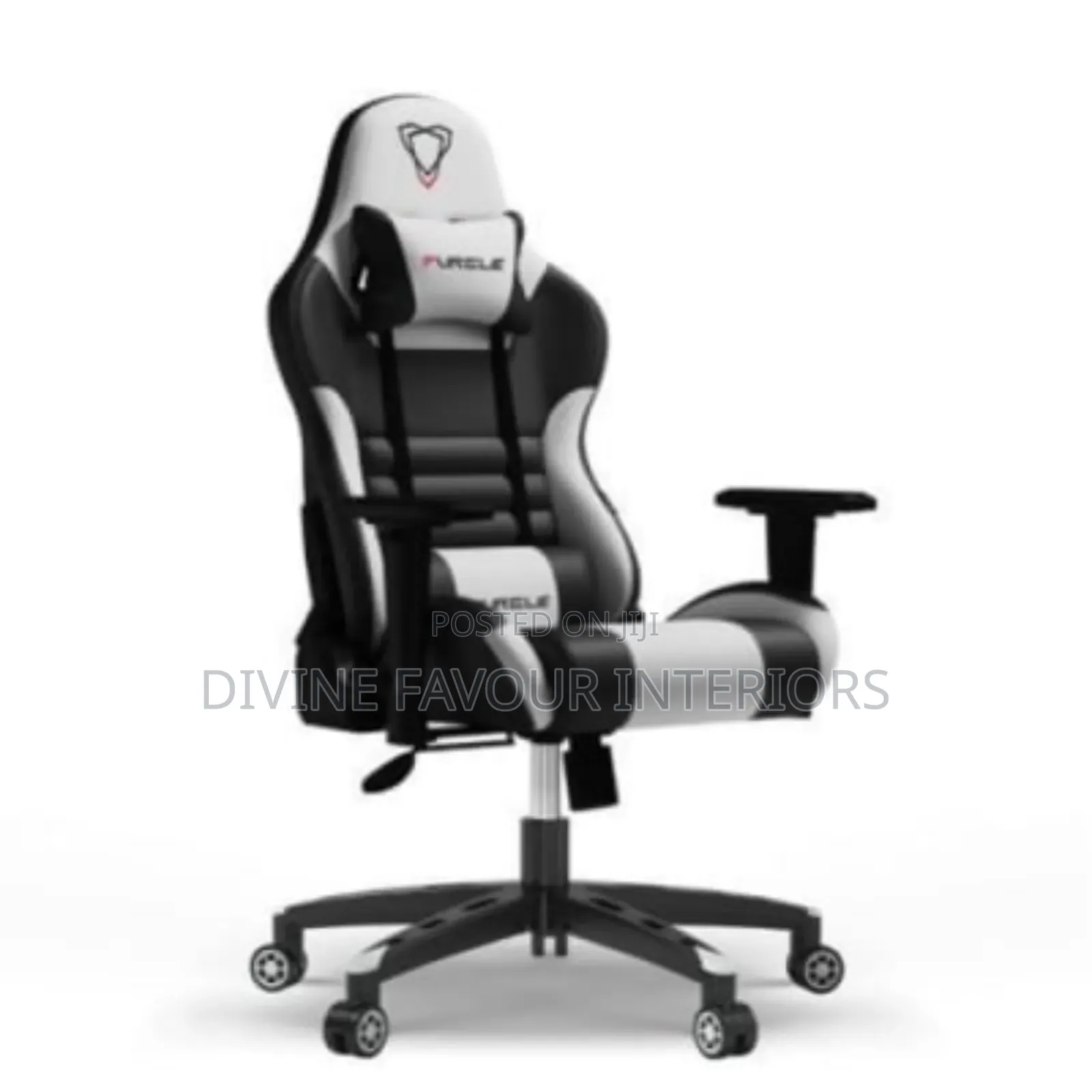 Furgle Gaming Chair With Footrest- Black/White