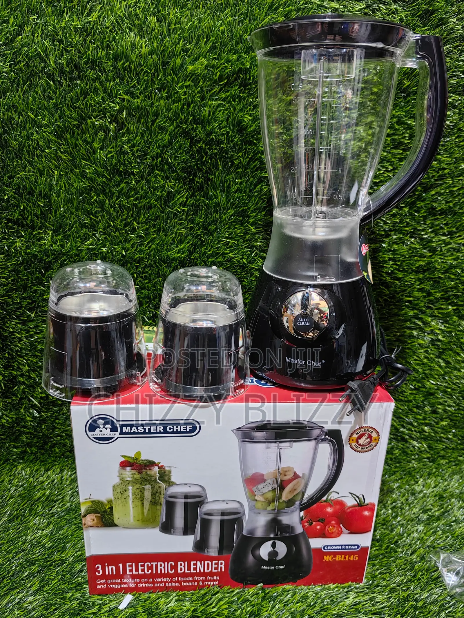 Master Chef Electric Blender With Grinder (Stainless)-3-in-1