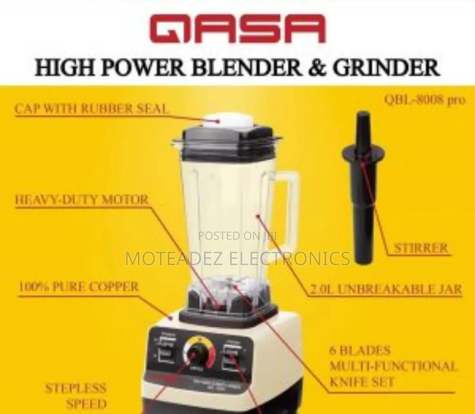 Qasa Pro3 (2 Cups) Heavy Duty Commercial Blender and Grinder