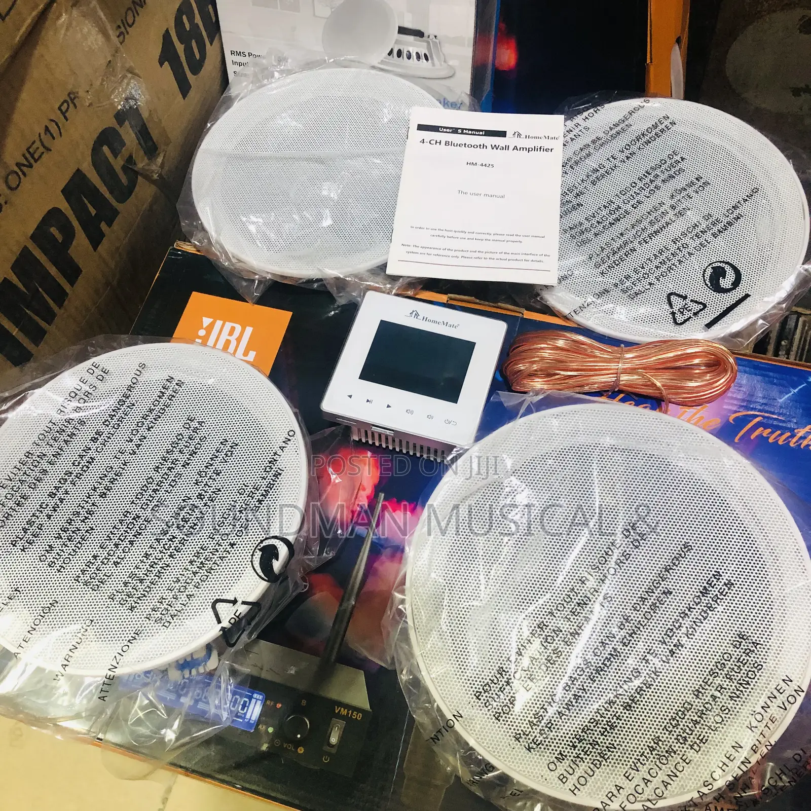 Four Ceiling Speakers With Smart Home Bluetooth Wall Amplifier
