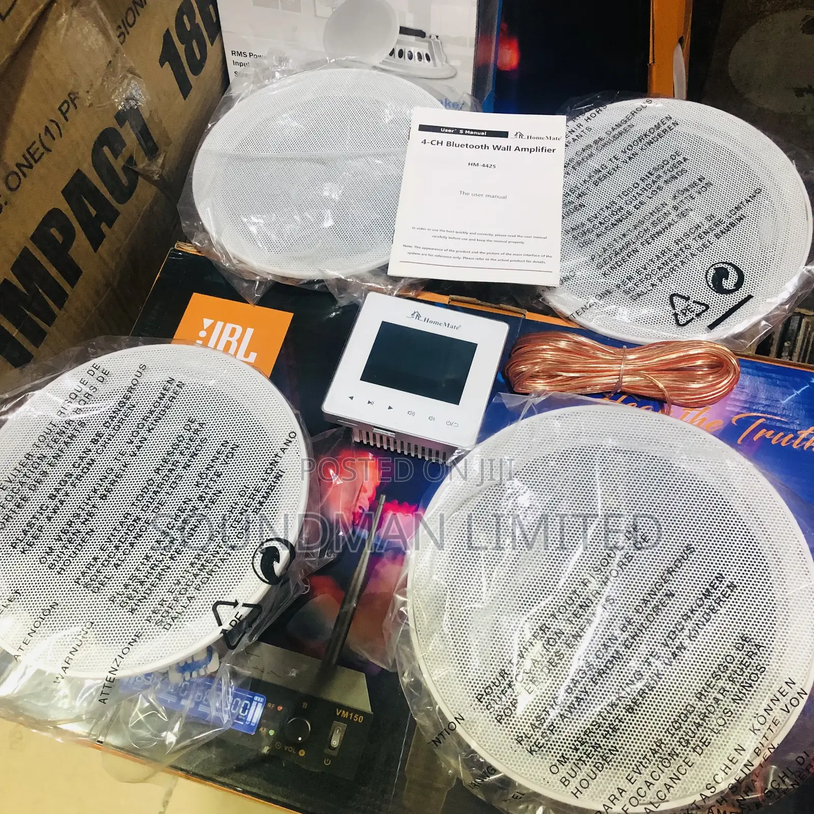 Four Ceiling Speakers With Smart Home Bluetooth Wall Amplifier