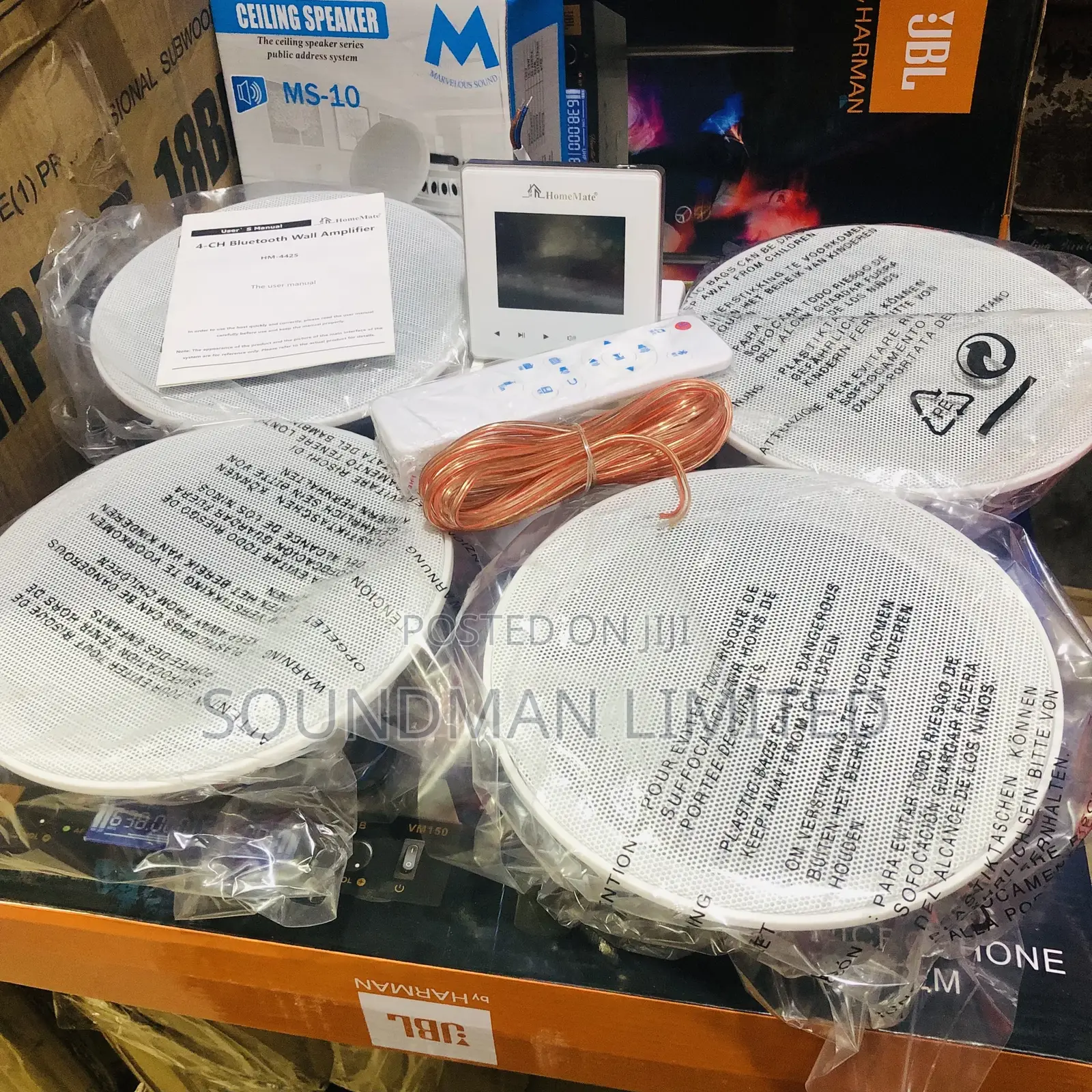 Four Ceiling Speakers With Smart Home Bluetooth Wall Amplifier