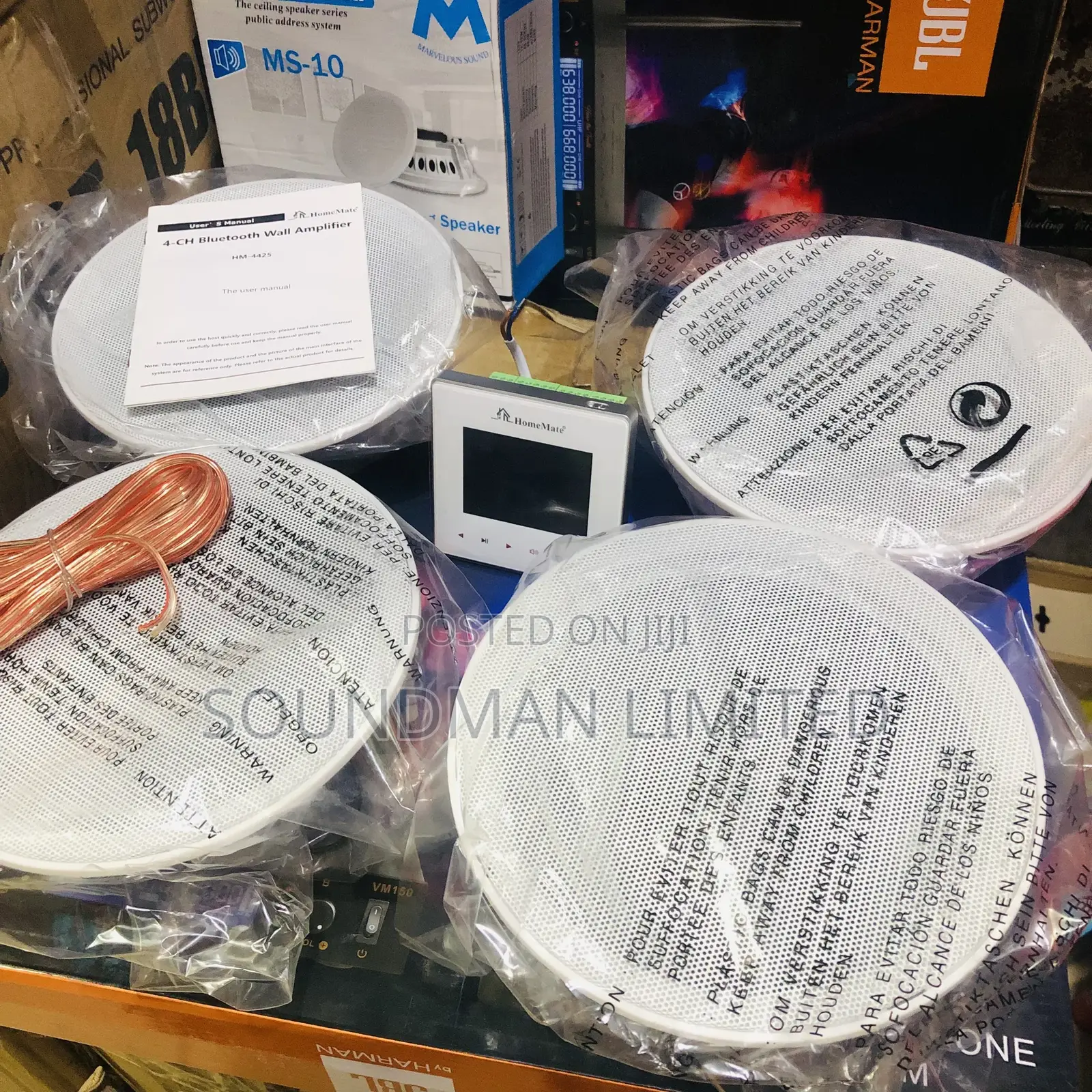 Four Ceiling Speakers With Smart Home Bluetooth Wall Amplifier