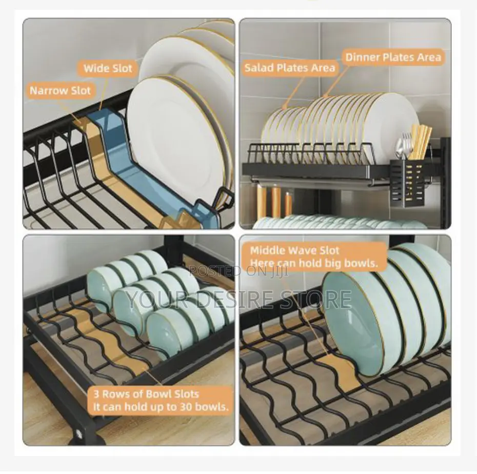Dish Drainer 2 Tier Large Dish Drying Rack With 2 Drainboard