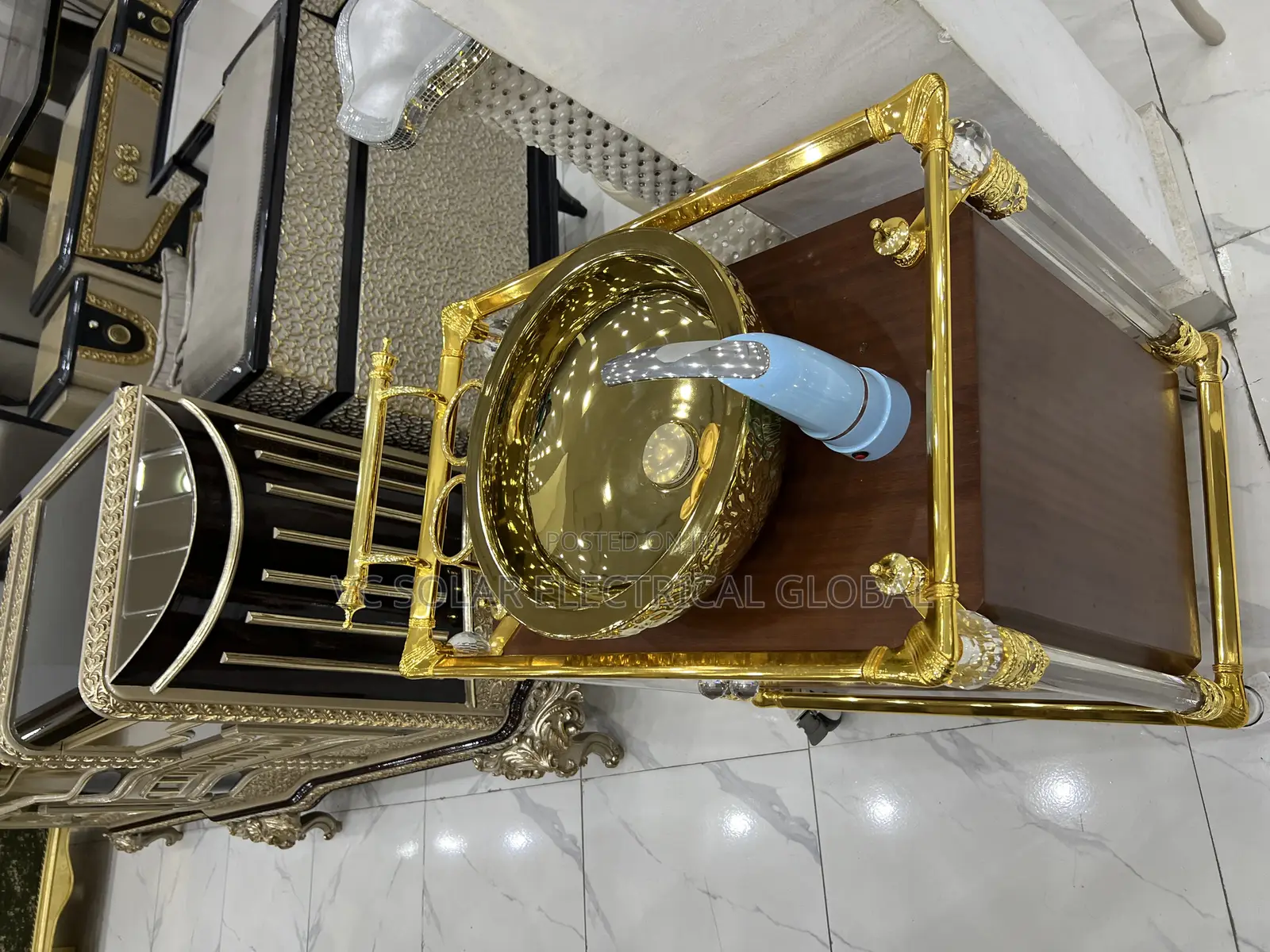 Portable Wash Hand Basin With Cabinet and Golden Bowl