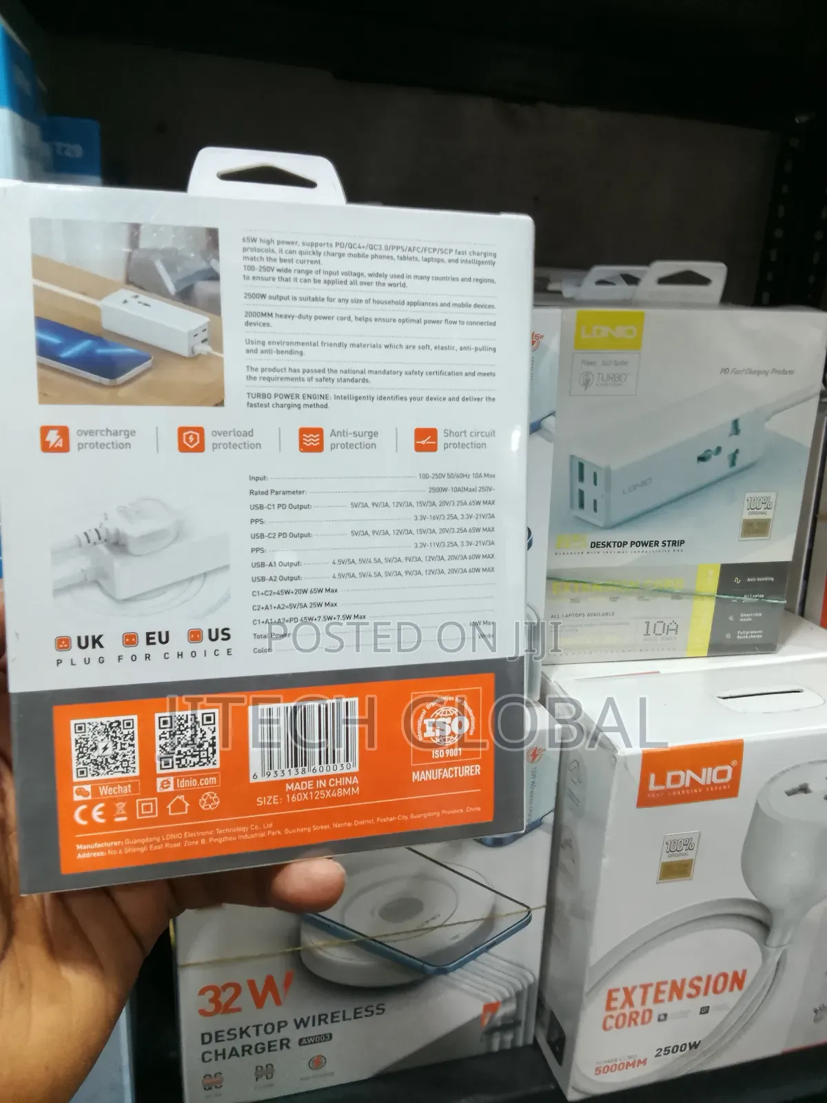 65w Desktop Power Strip Extension Cord With 2 Usb 2 Usb C