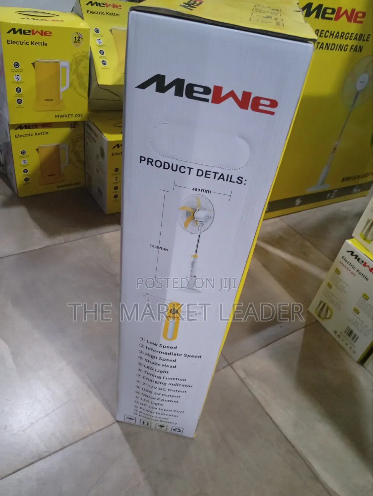 Mewe 18" Rechargeable Solar Fan