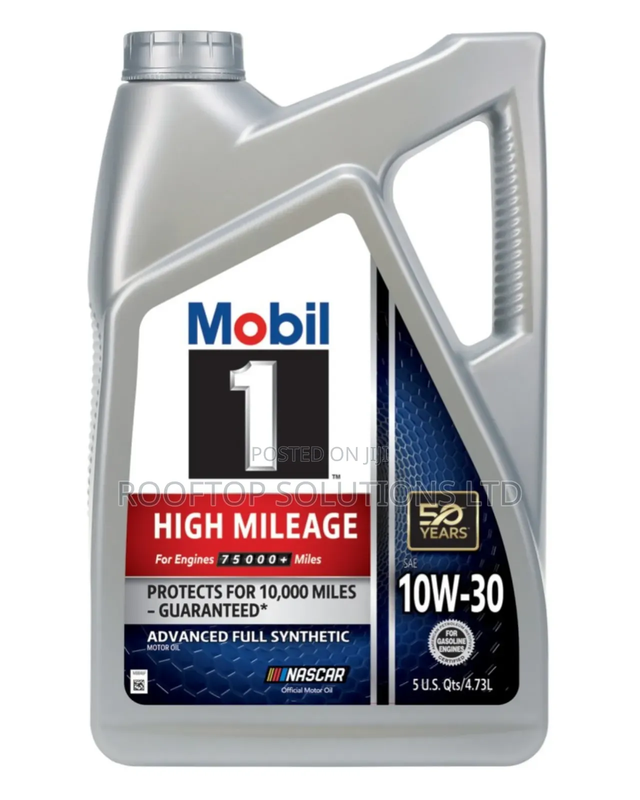 Mobil 1 High Mileage Full Synthetic Motor Oil 10w-30, 5quart