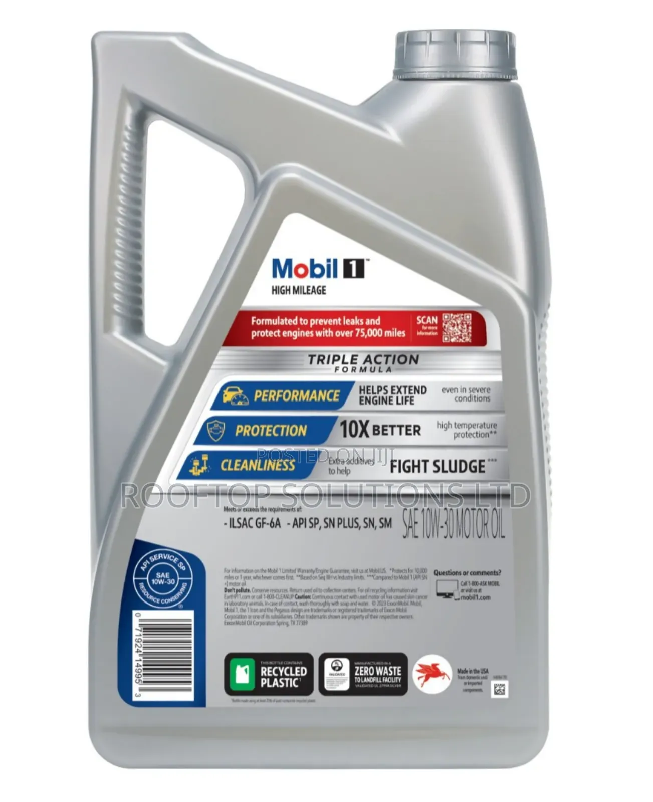 Mobil 1 High Mileage Full Synthetic Motor Oil 10w-30, 5quart