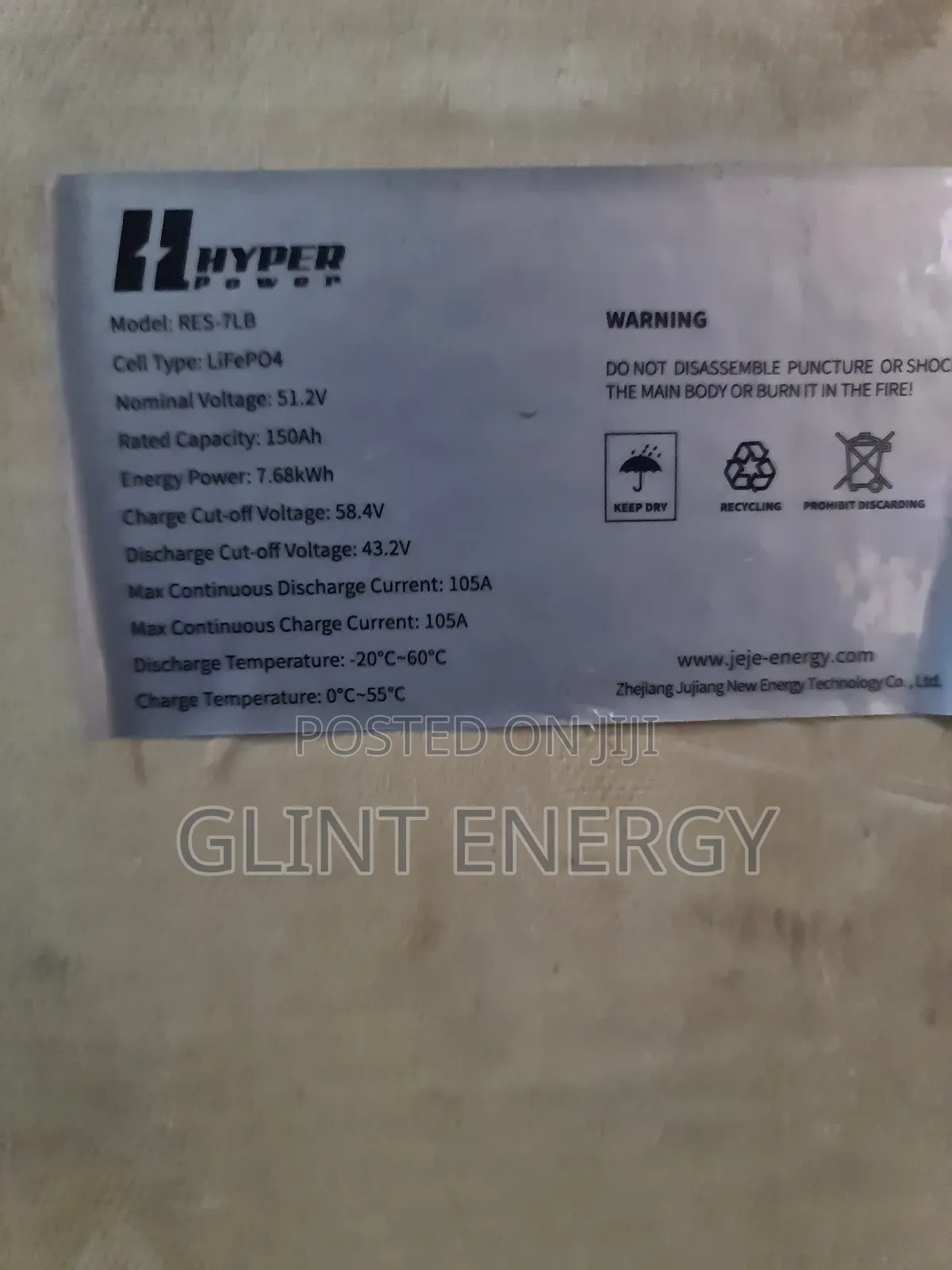 7.5kva 51.2v Hyper Lithium Iron Battery