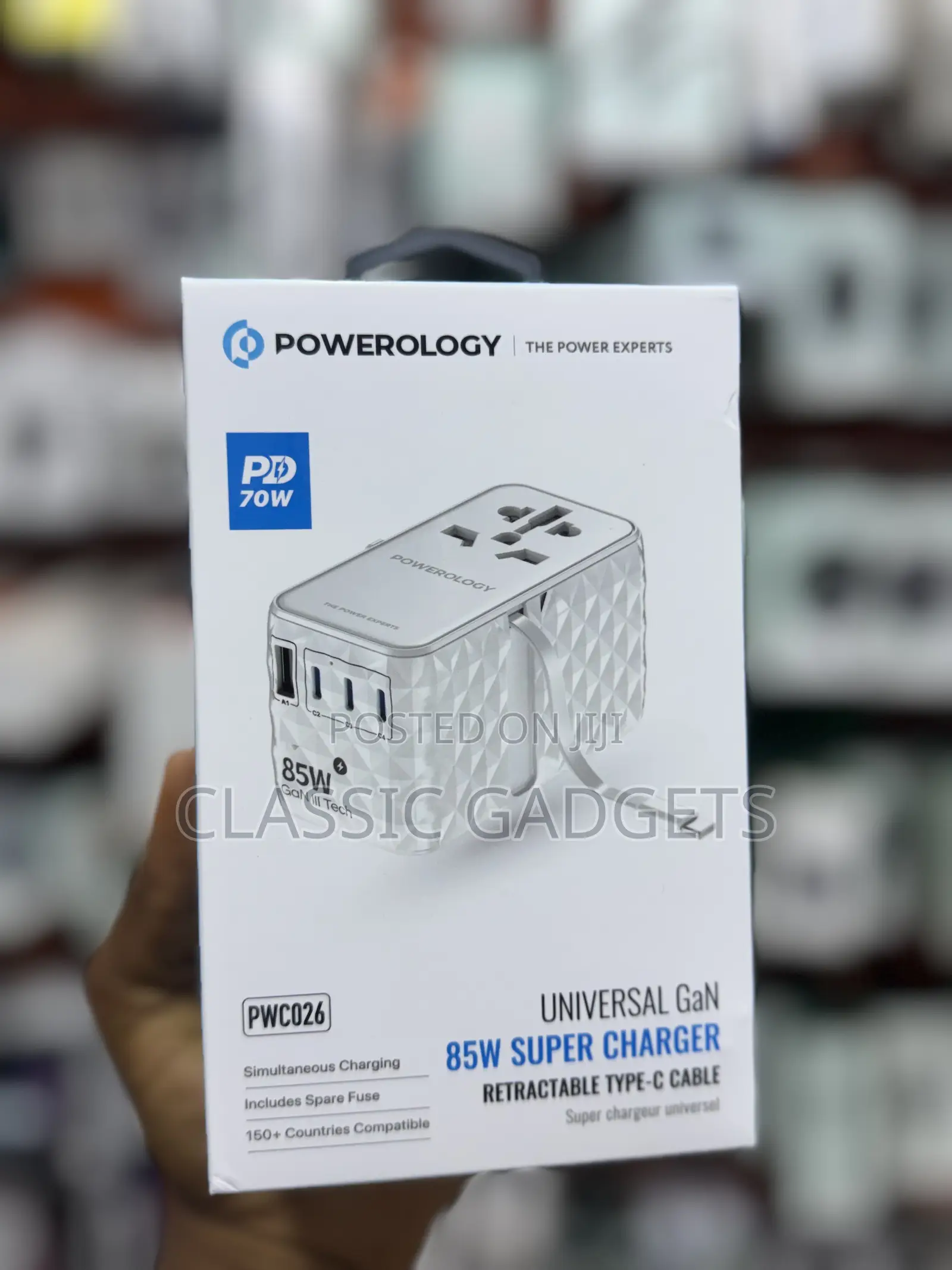 Powerology Universal Gan 85w Super Charger With Type-C Cable
