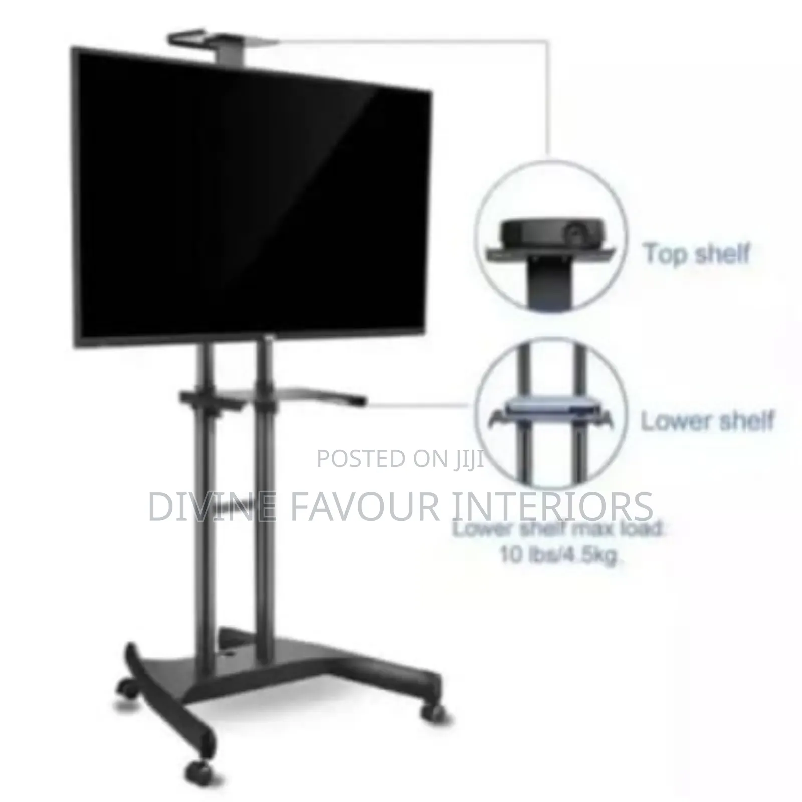 Movable Tv Hanger/Stand With Brackets- Black