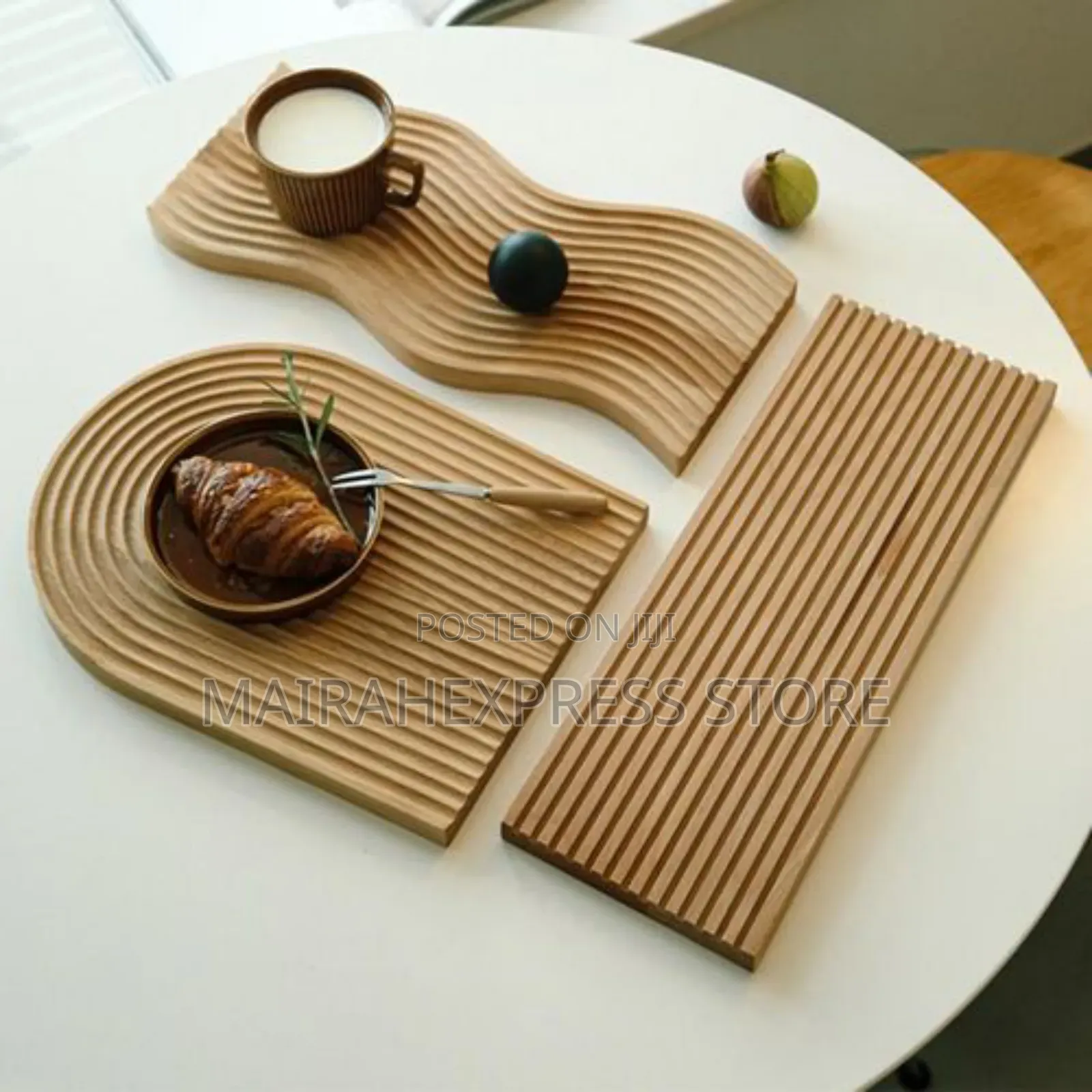 1pc Nordic Beech Wooden Serving Tray