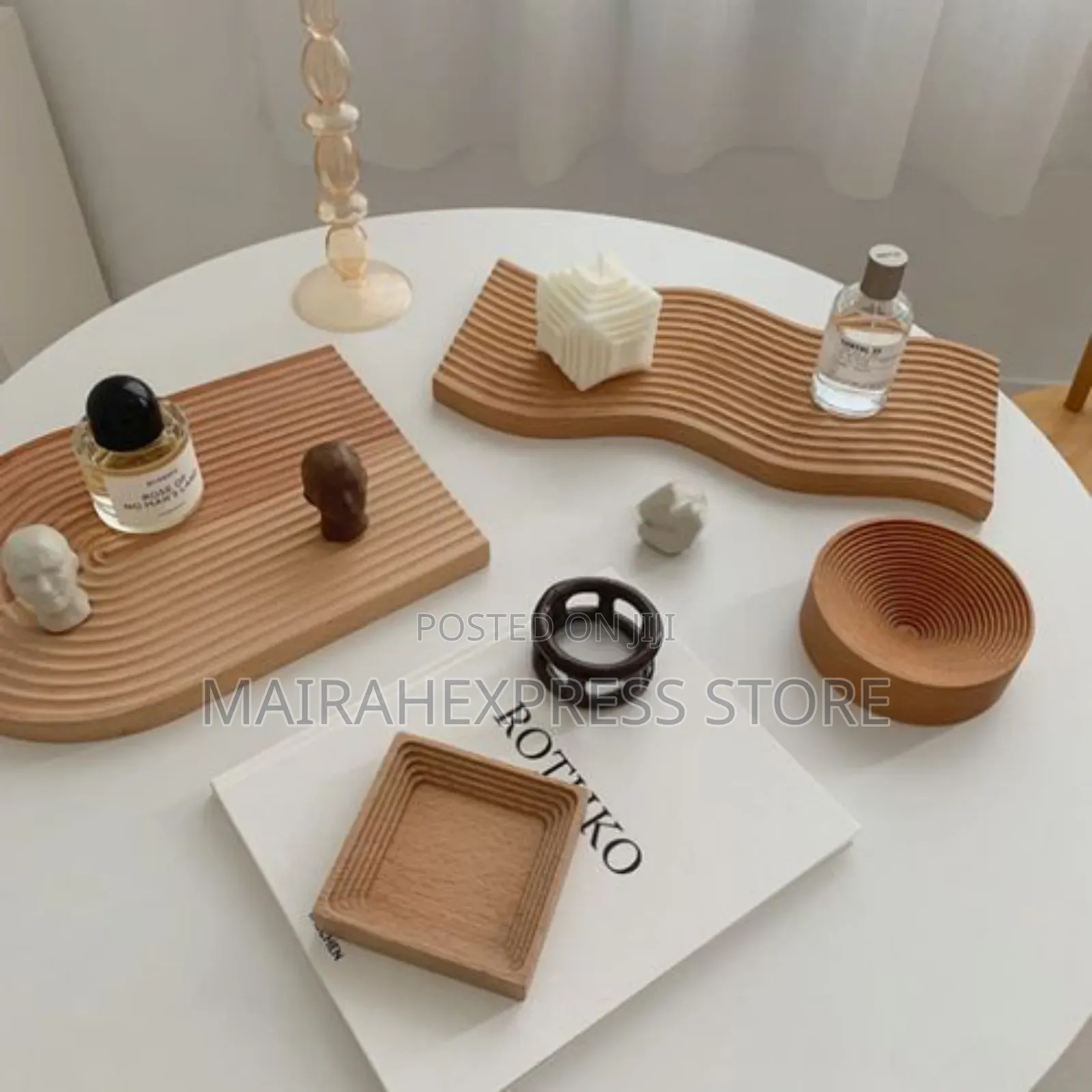 1pc Nordic Beech Wooden Serving Tray