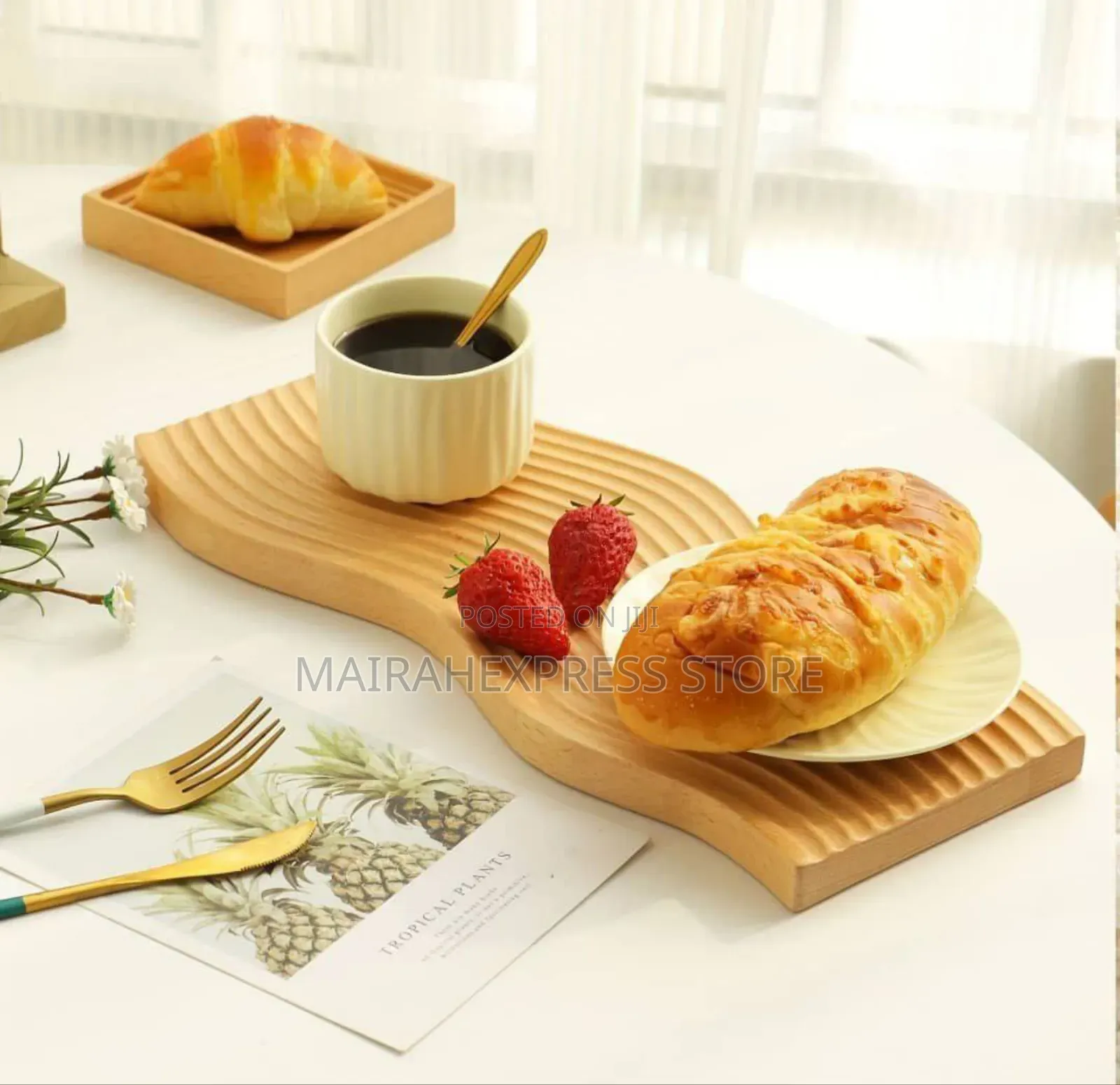 1pc Nordic Beech Wooden Serving Tray