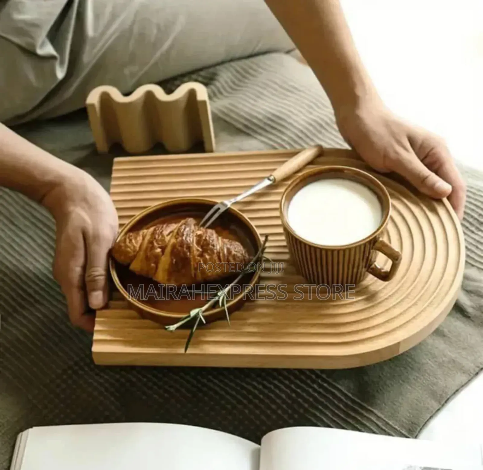 1pc Nordic Beech Wooden Serving Tray
