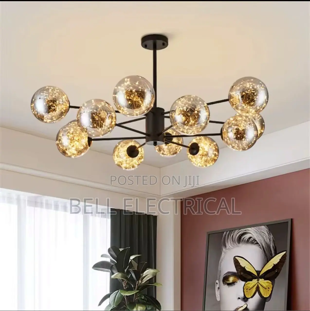 Modern Glossy Glass Ball Living Room Pendant Light