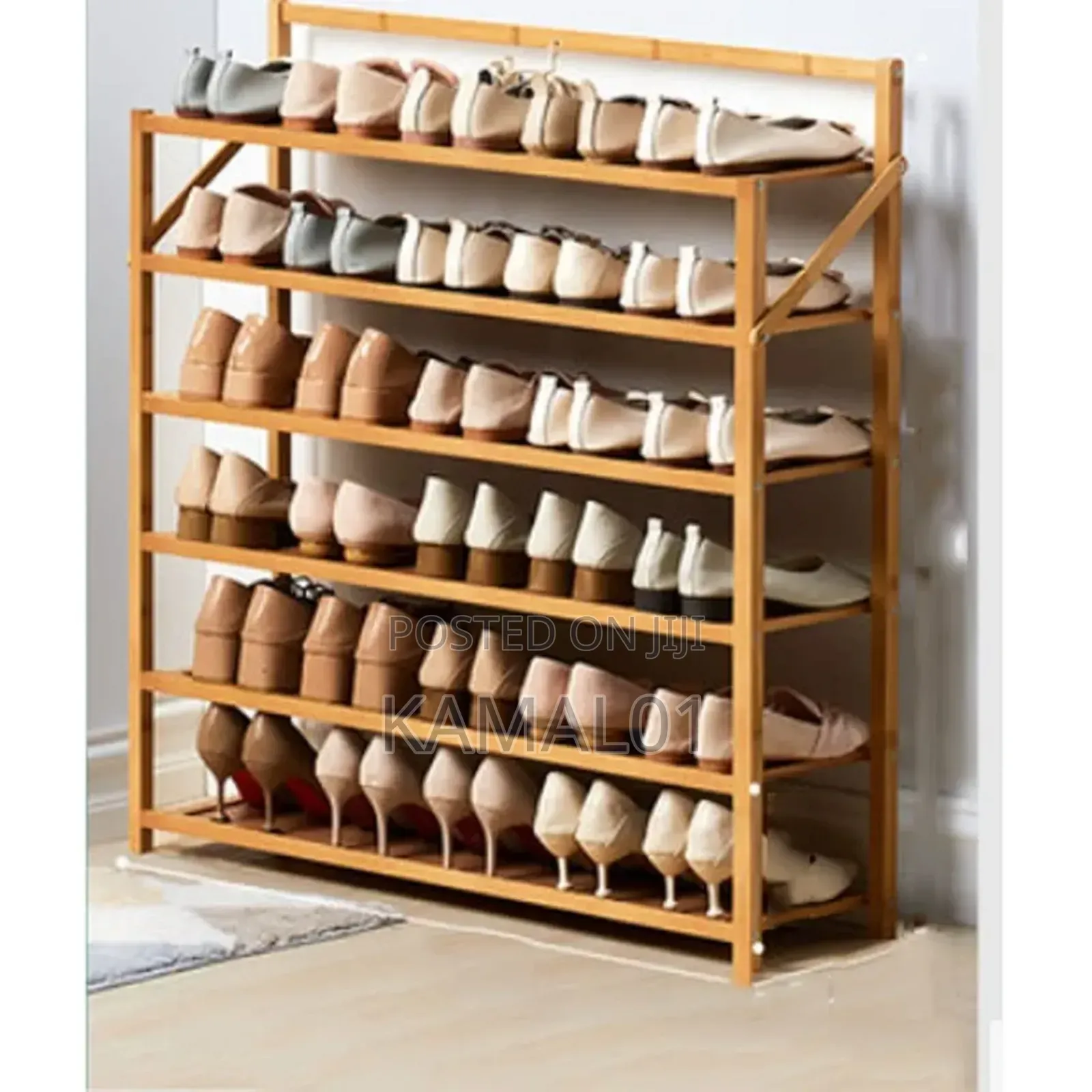 Foldable Bamboo Shoe Rack, Shoe Organizer