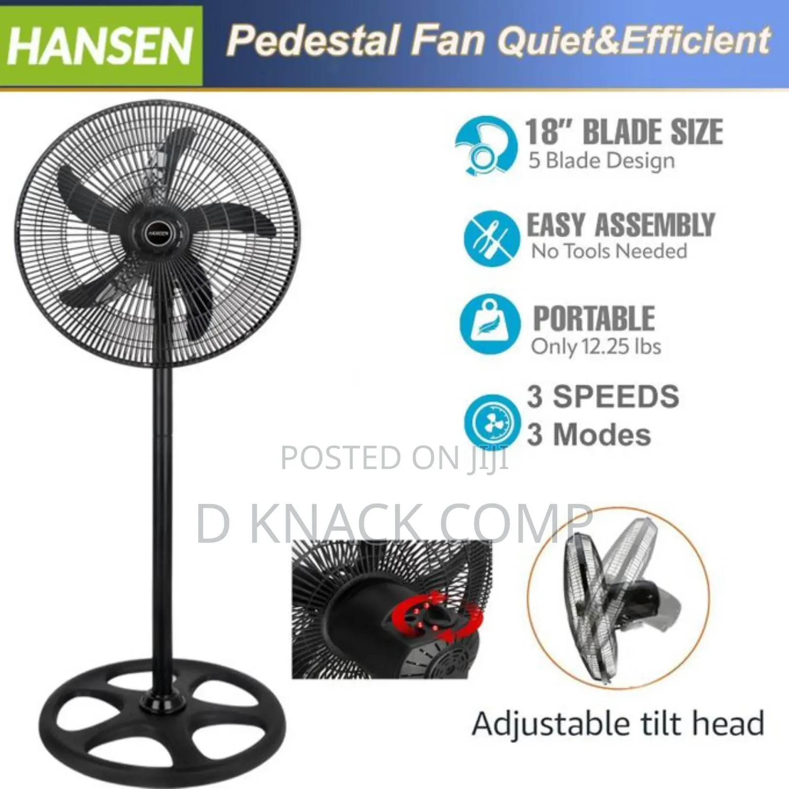 Hansen 18 Inches Industrial Level Standing Fan
