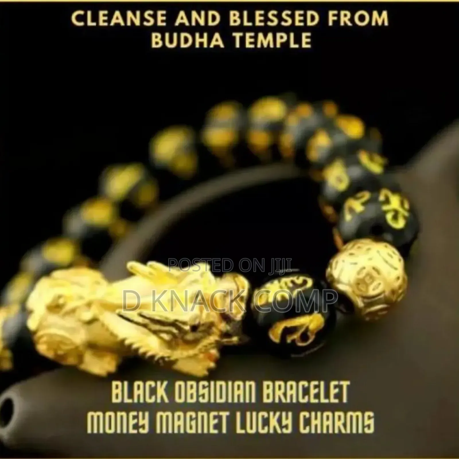 Feng Shui Black Obsidian Wealth Bracelet Necklace Set
