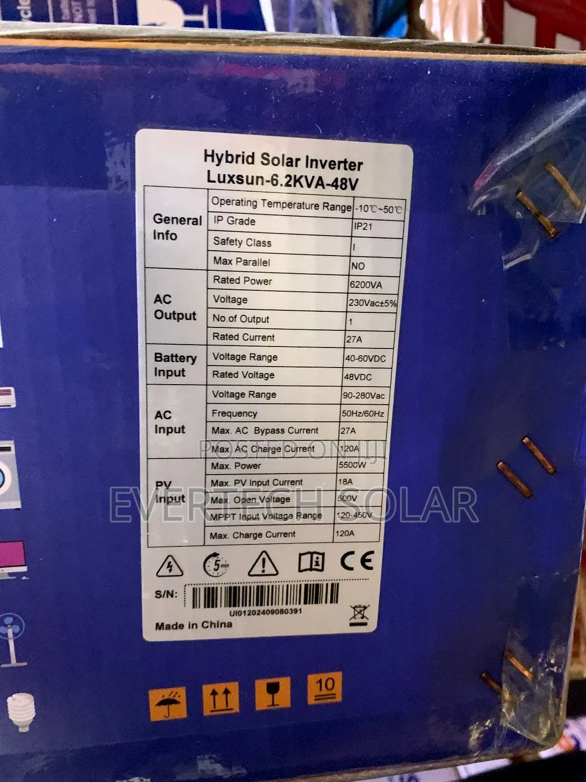 Luxsun 6.2kva Hybrid Inverter System With 120 Ahms