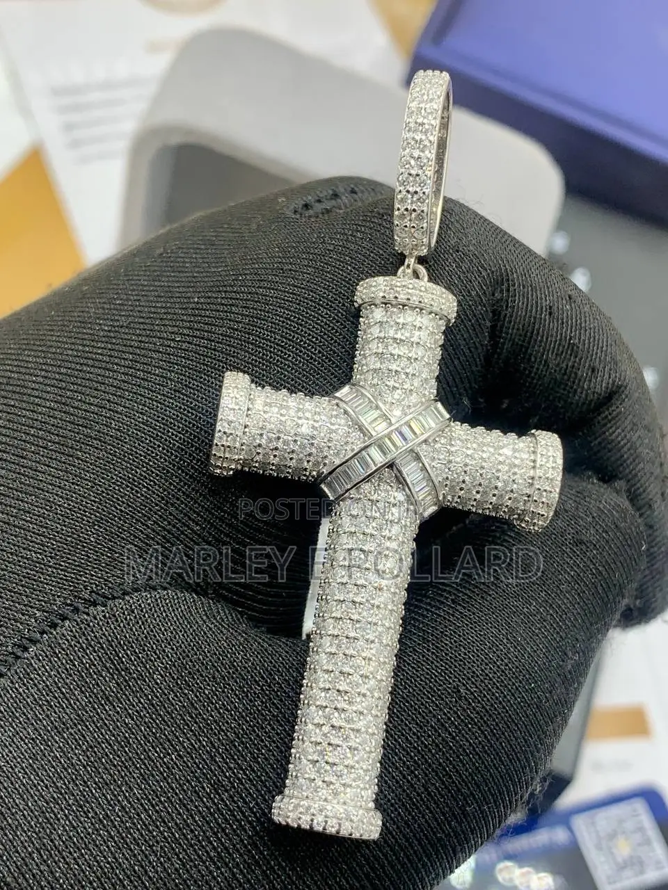 Cross Pendant Vvs1 Moissanite Rope or Tennis Chain