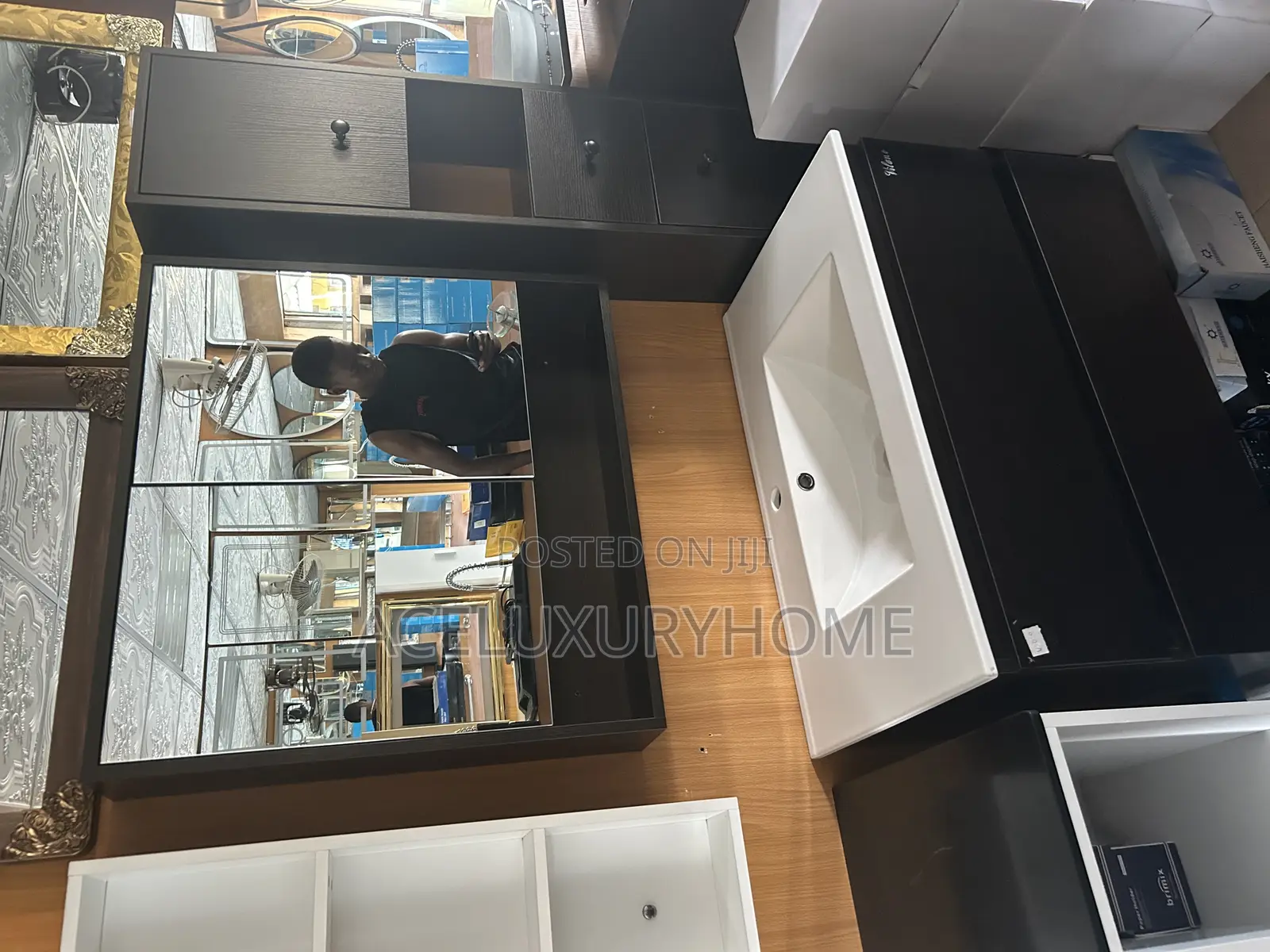 Aesthetic Black and White Basin Cabinet