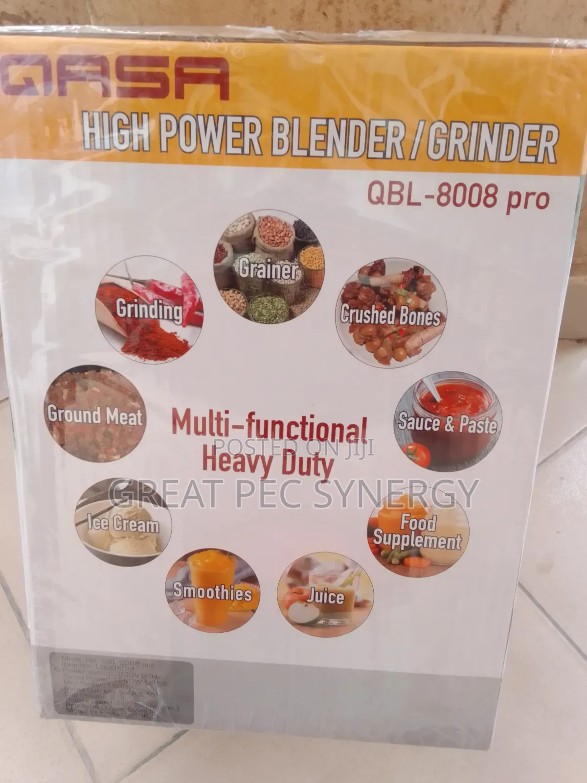 Qasa High Power Blender/Grinder QBL-8008 Pro