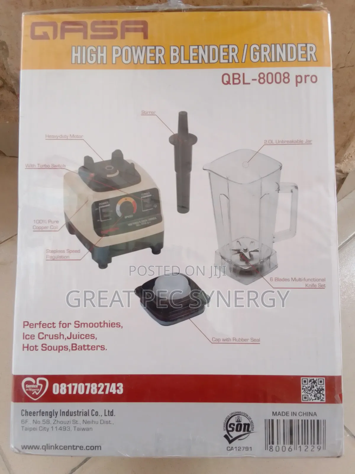 Qasa High Power Blender/Grinder QBL-8008 Pro