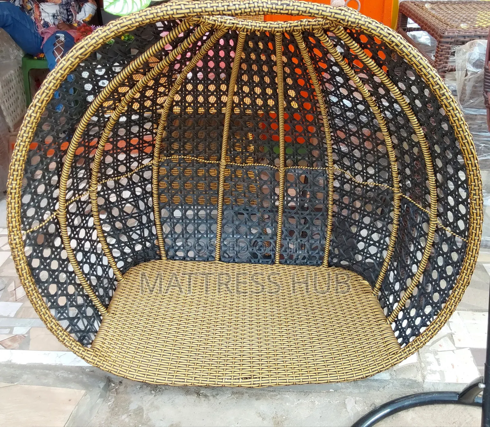 Classical Double Rattan Hanging Swing
