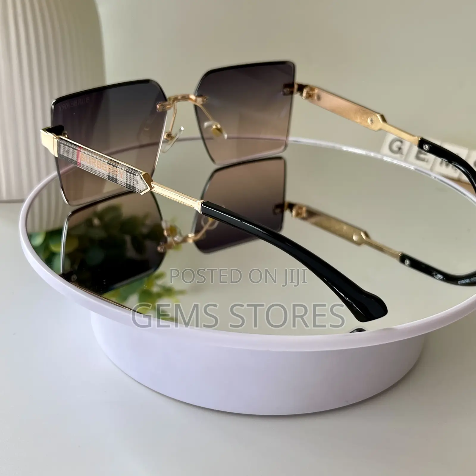 Luxury Unisex Rimless Square Burberry-Inspired Sunglasses
