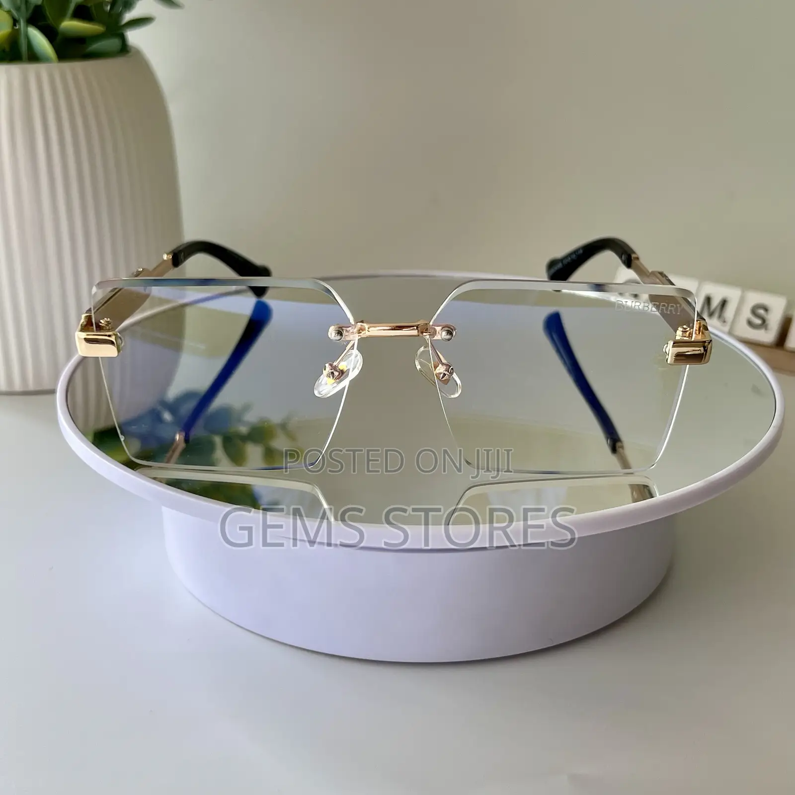 Luxury Unisex Rimless Square Burberry-Inspired Sunglasses