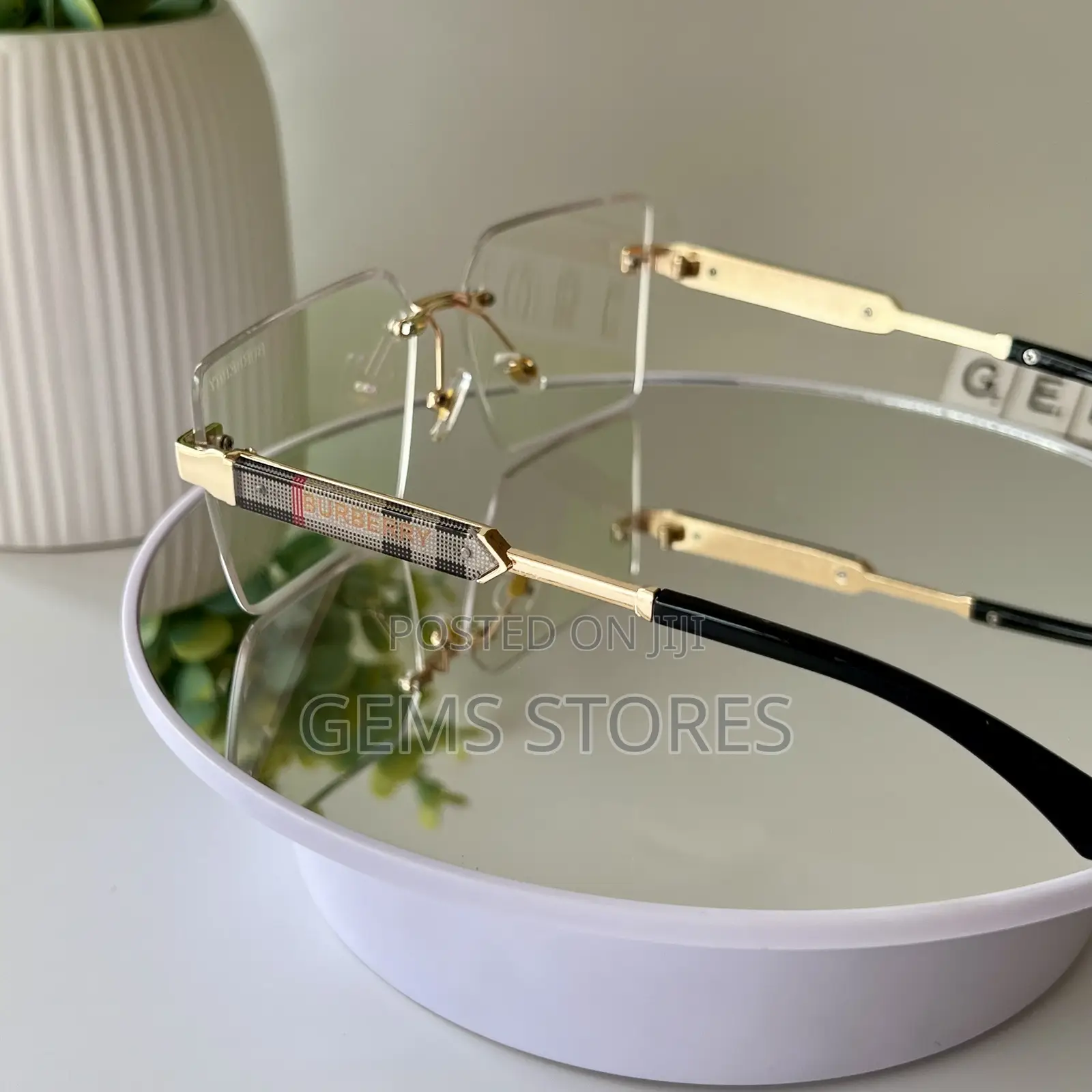 Luxury Unisex Rimless Square Burberry-Inspired Sunglasses