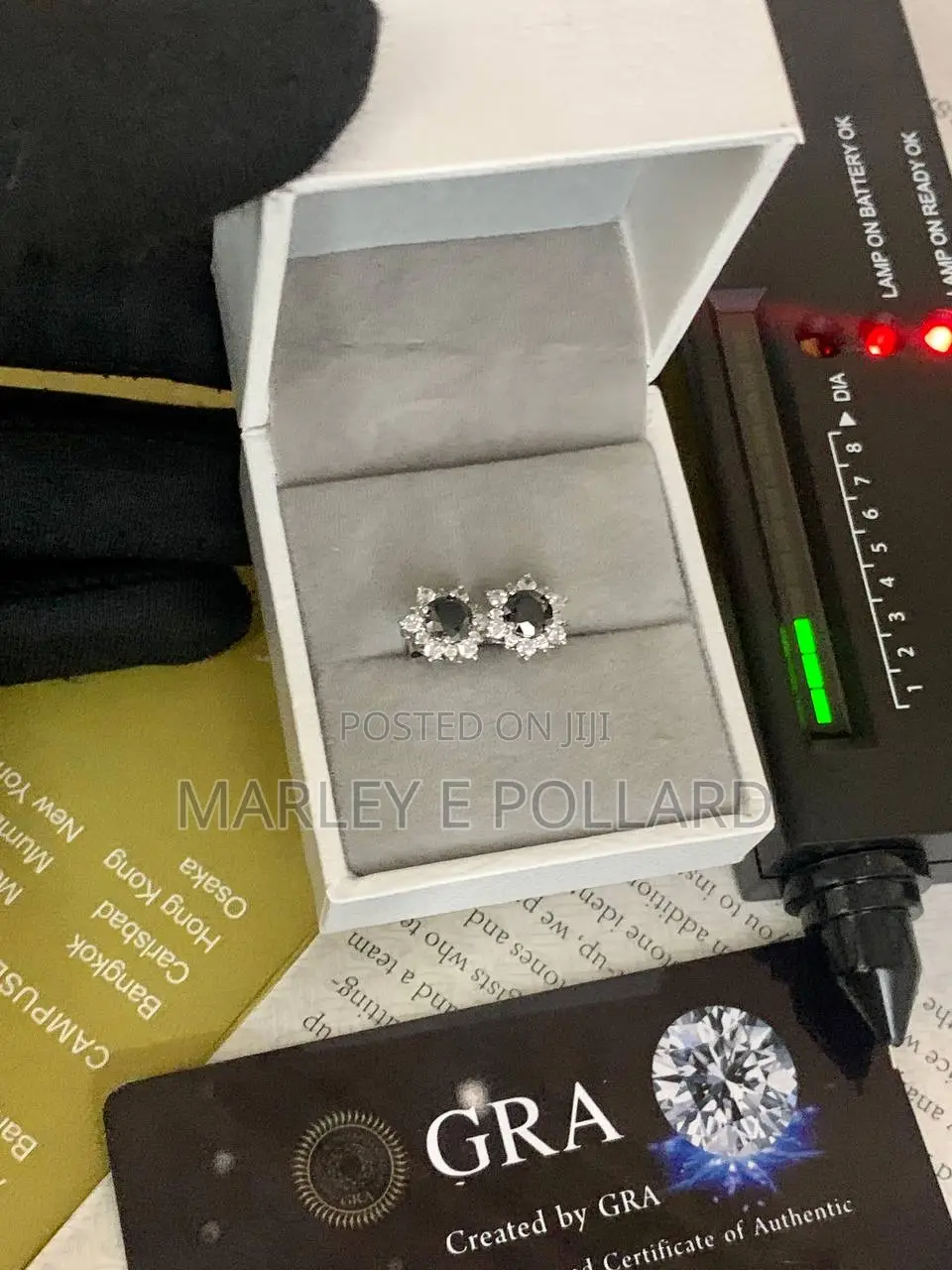 Black Moissanite Sterling Silver Earrings Studs