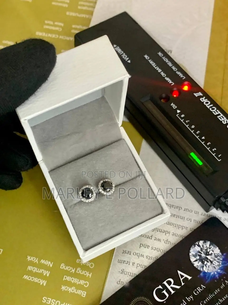 Black Moissanite Sterling Silver Earrings Studs