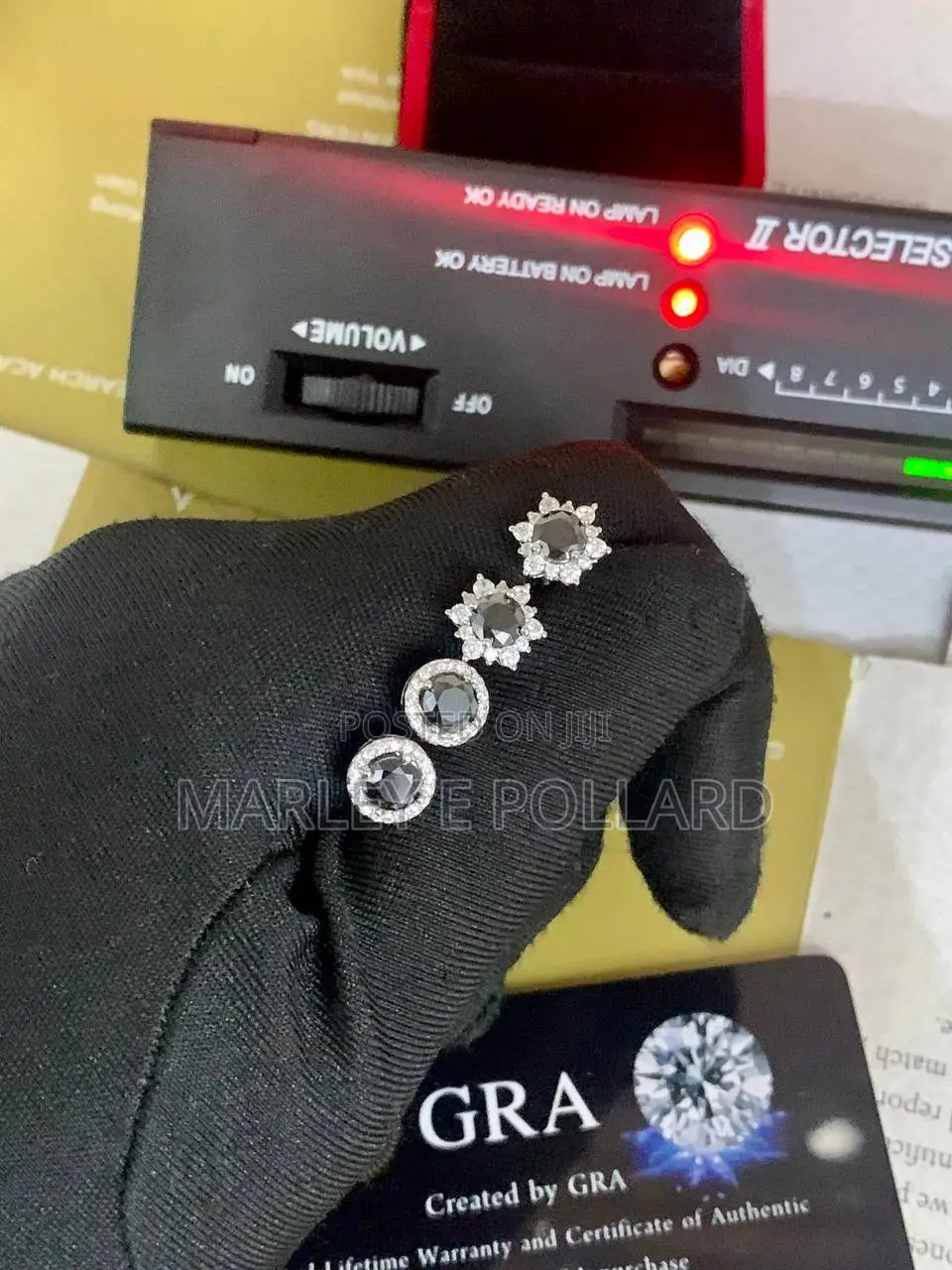 Black Moissanite Sterling Silver Earrings Studs
