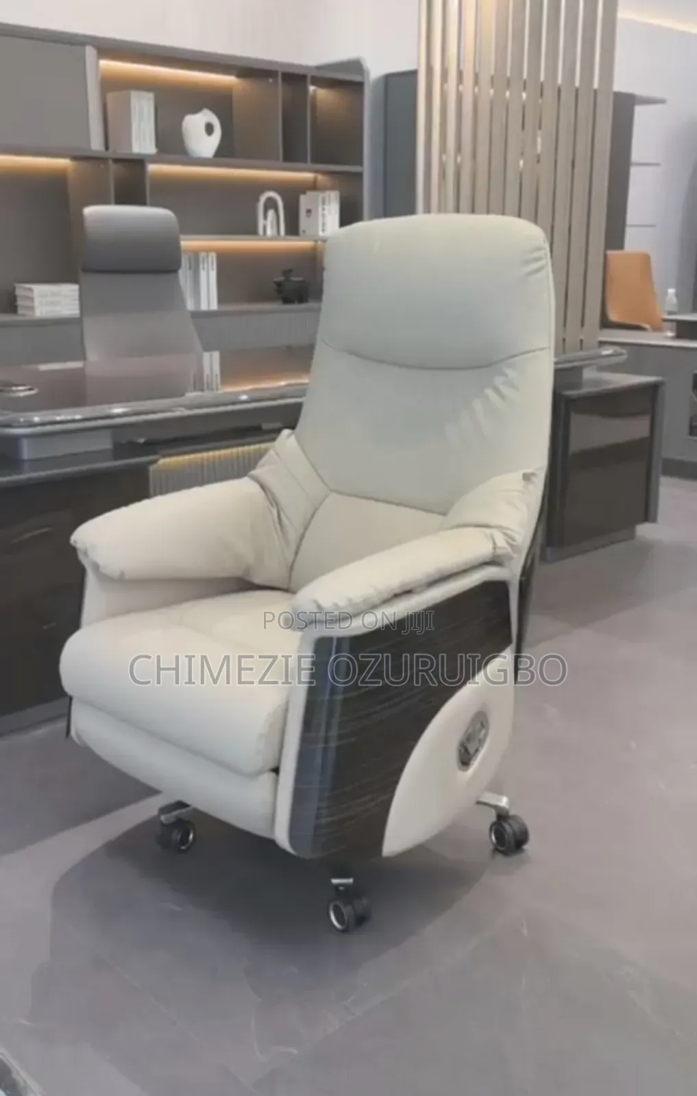 Cream Coloured Highly Executive Massage Swivel Chair