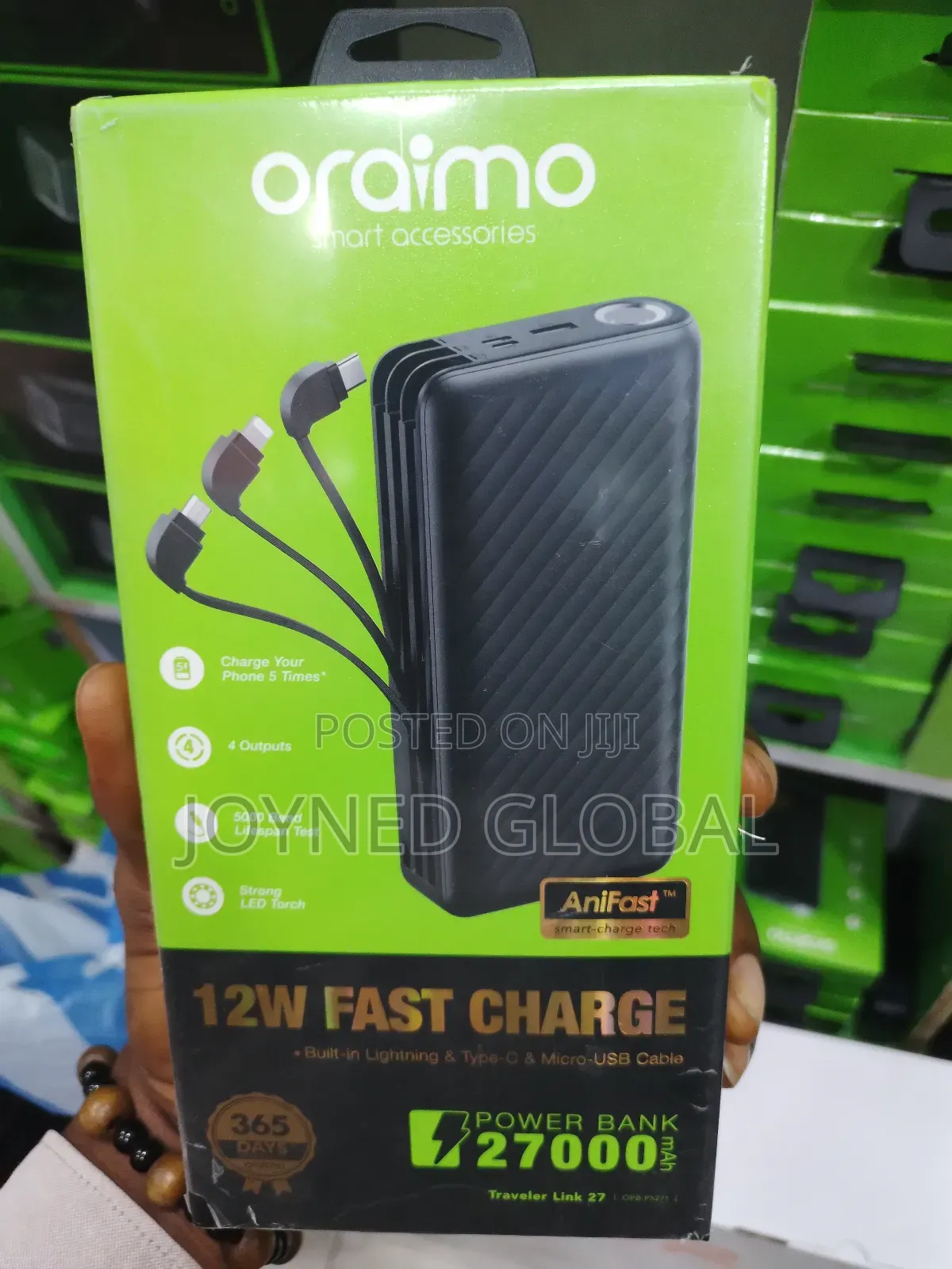 Oraimo 27000mah Powerbank With Inbuilt Cables